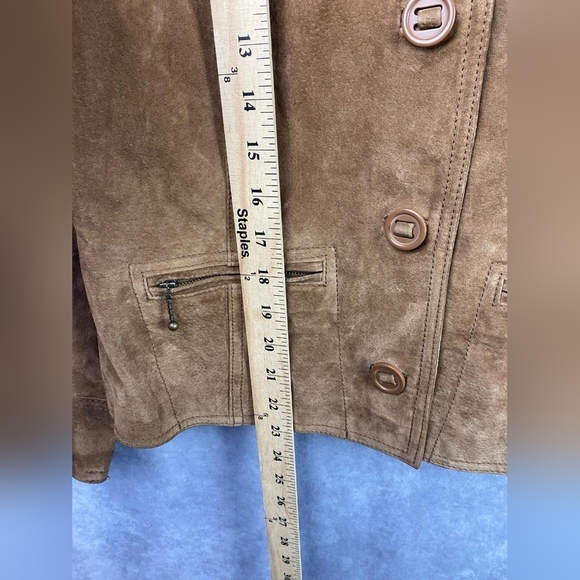 i.e. Relaxed Brown Leather Cargo Moto Streetwear Boho Chunky Jacket Size SP‎ - Picture 6 of 8